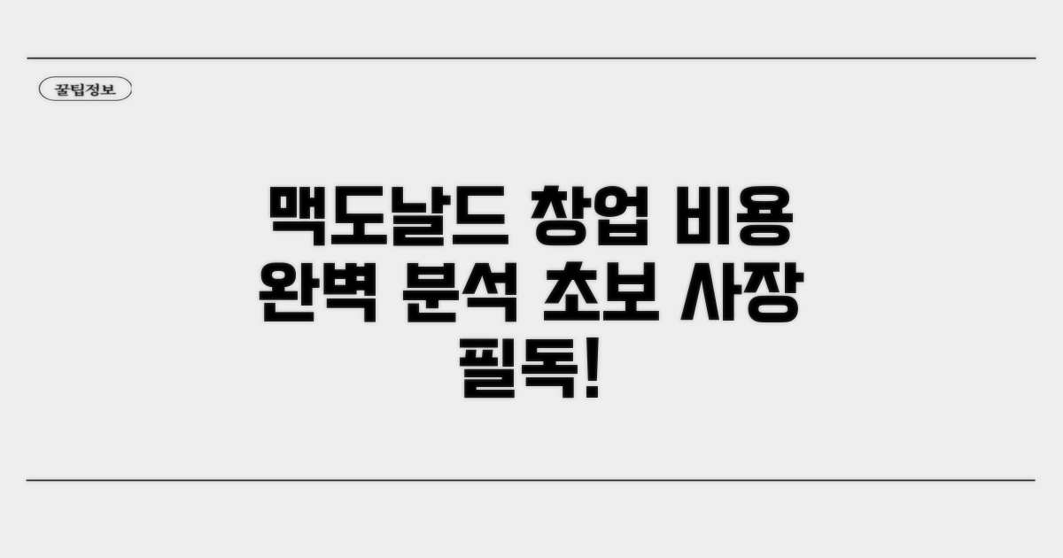 맥도날드 가맹 비용 총정리