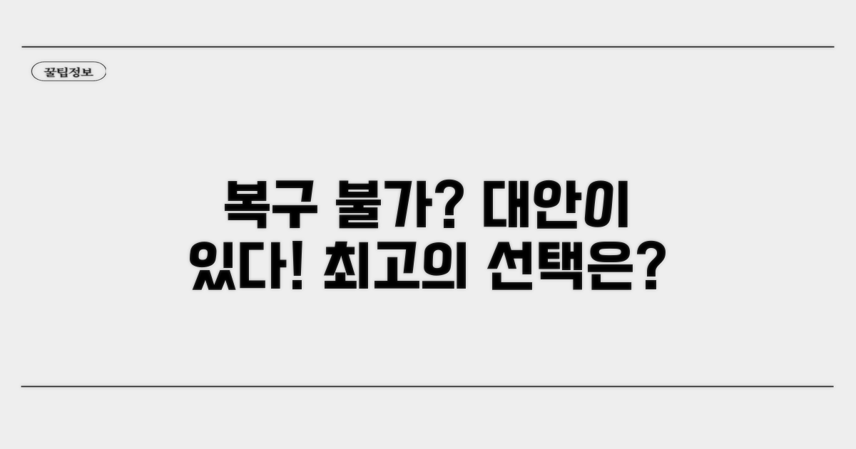 복구 안될 때 필요한 대안 제시