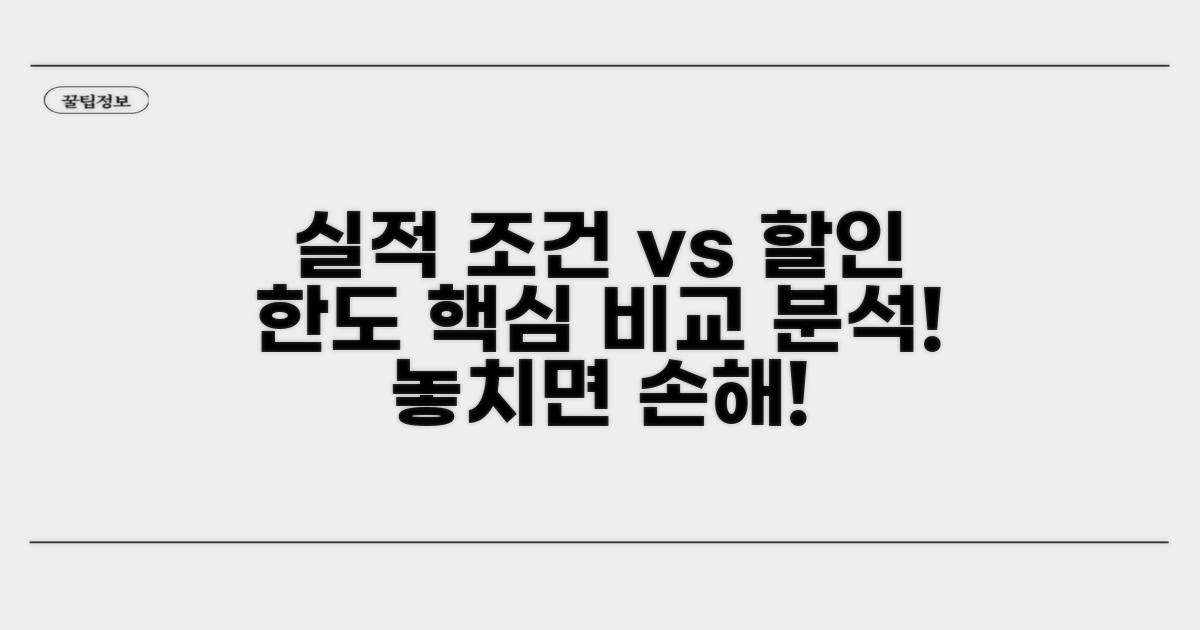 실적 조건과 할인 한도 비교